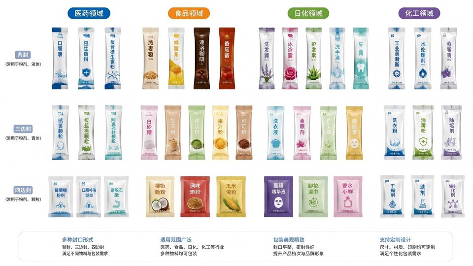 不同产品的色标存在差异,比如酱料包装机和立式颗粒包装机包装的产品带有不同的色标设计。在试机过程中先将空袋字的参数调整完毕后,再调整装有物料的袋子可以减少包膜和原材料的浪费。